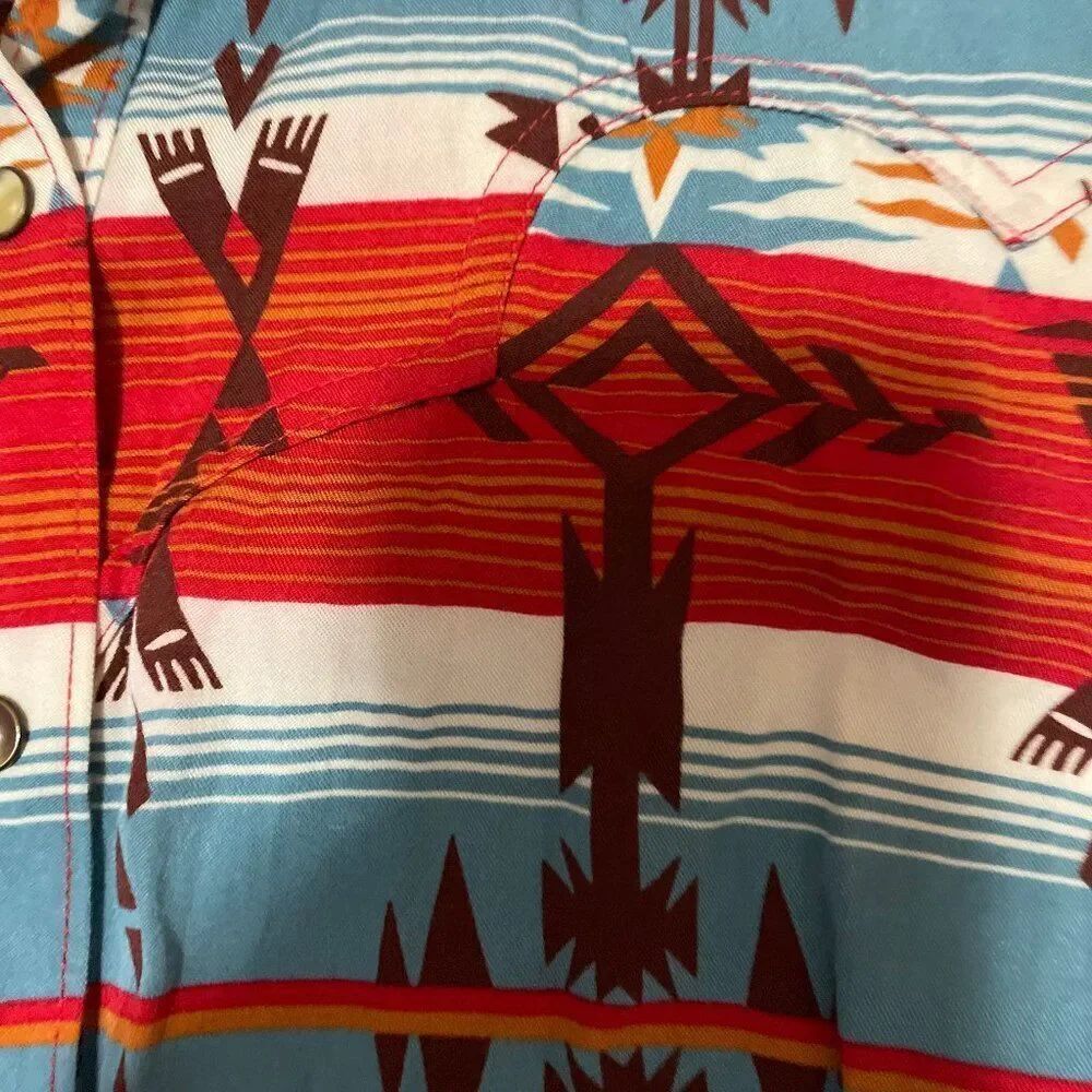 Wrangler Retro Americana Aztec Multicolor Snap Shirt 112339169 Women's Sz L - Picture 3 of 6
